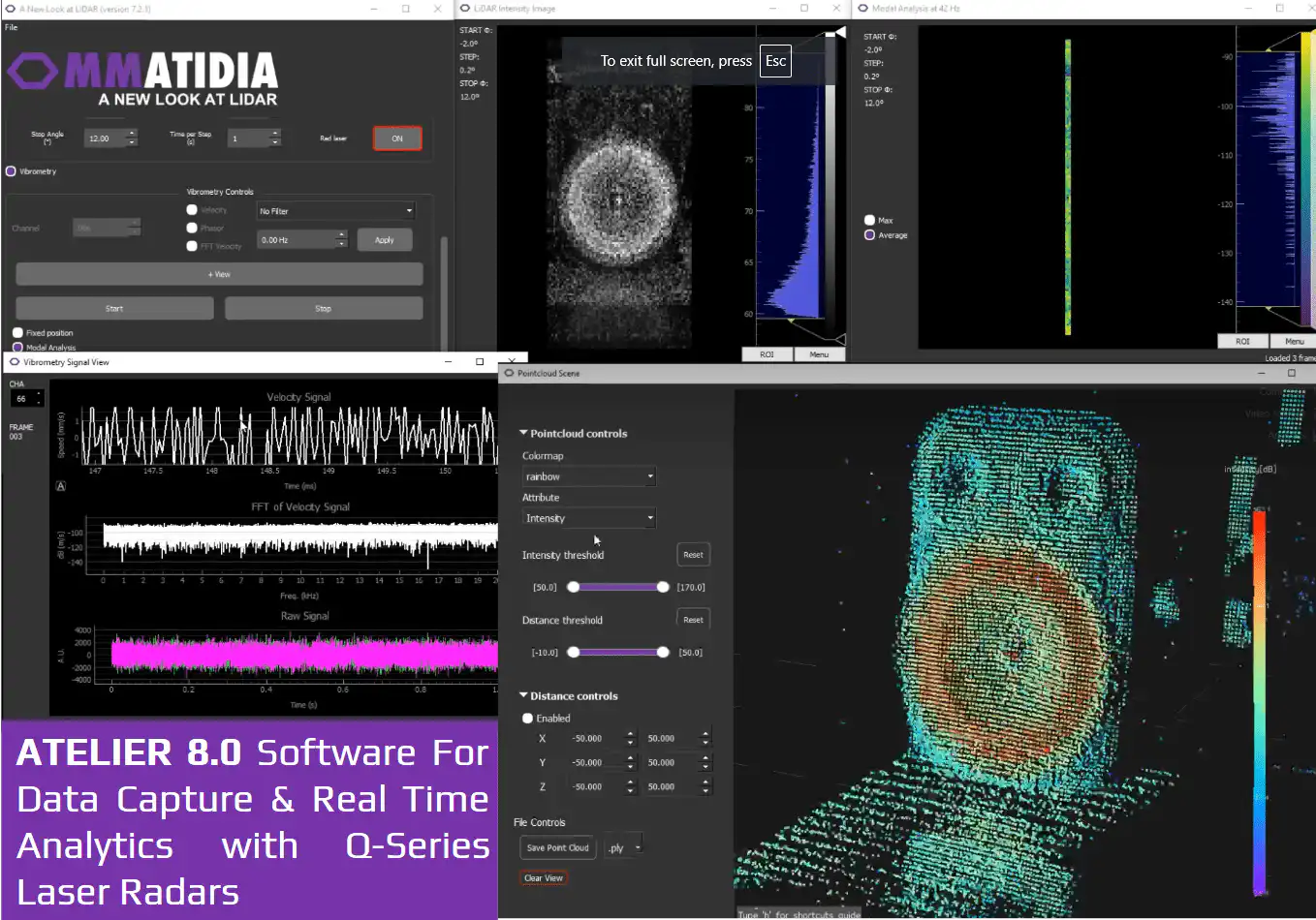 GUI of ATELIER 8.0 Software Used For Data Capture & Real Time Analytics with Q-Series Laser Radars by Ommatidia