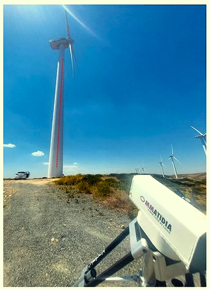 Wind turbines field Ommatidia Laser