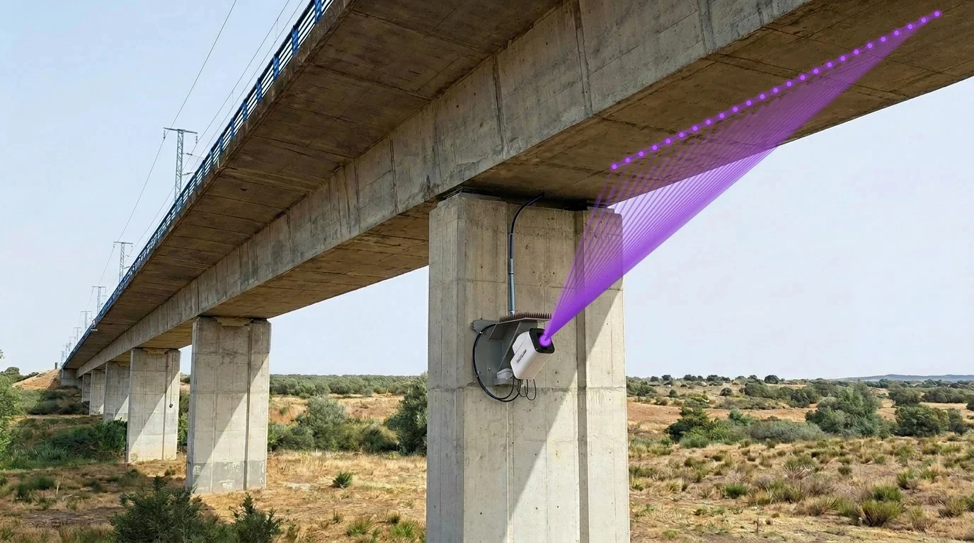 Q2S Laser RADAR monitoring a bridge with 65 parallel measurement beams