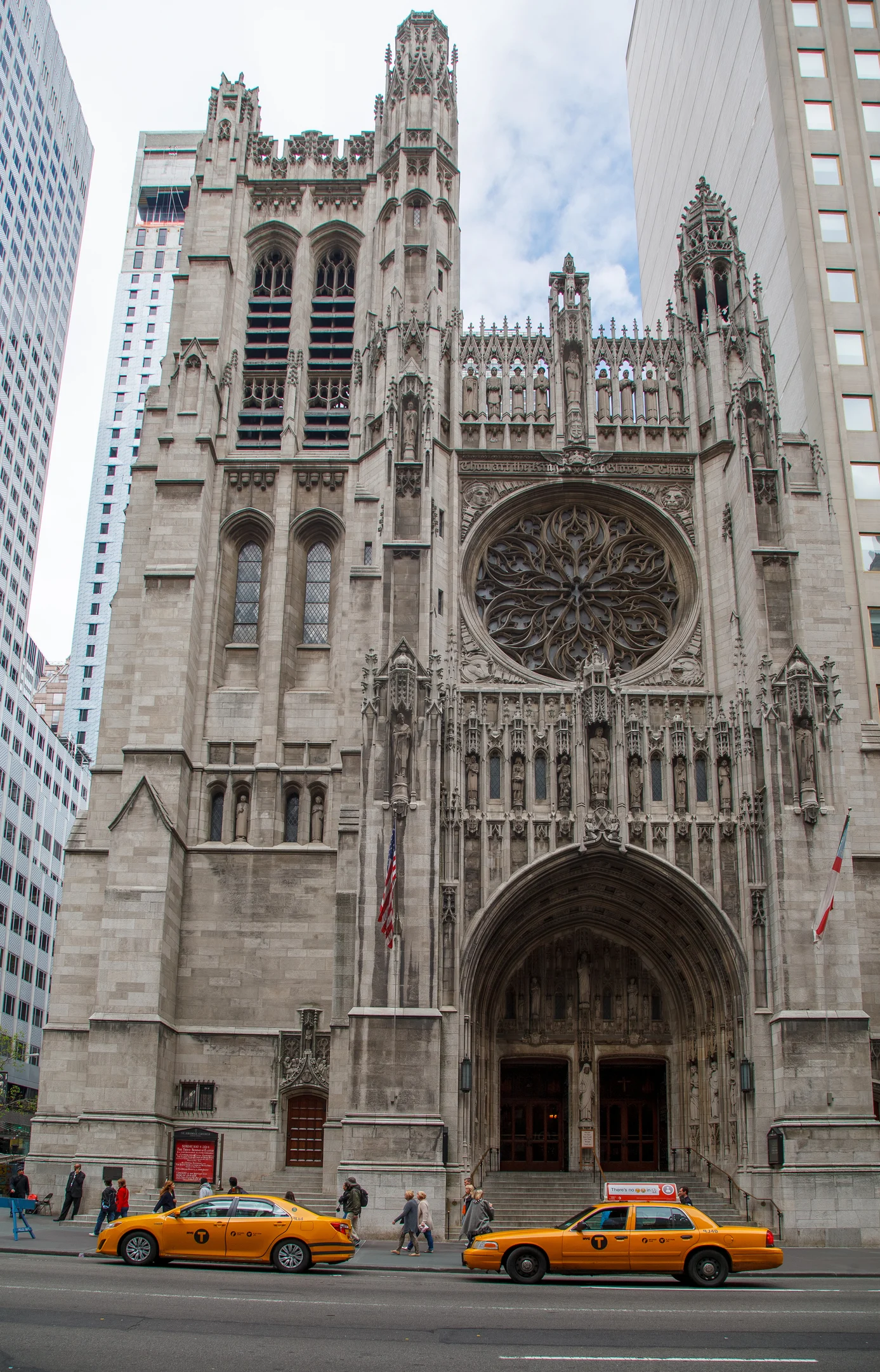 Gothic Revival facade of Saint Thomas Church on Fifth Avenue in New York